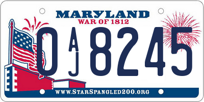 MD license plate 0AJ8245