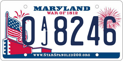 MD license plate 0AJ8246