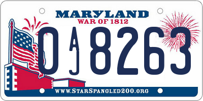 MD license plate 0AJ8263