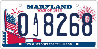 MD license plate 0AJ8268