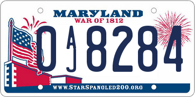 MD license plate 0AJ8284