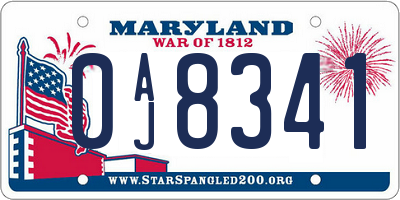 MD license plate 0AJ8341