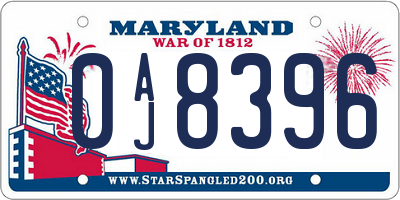 MD license plate 0AJ8396