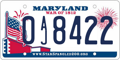 MD license plate 0AJ8422
