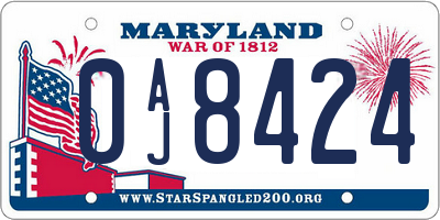 MD license plate 0AJ8424