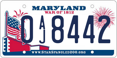 MD license plate 0AJ8442