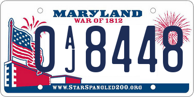 MD license plate 0AJ8448