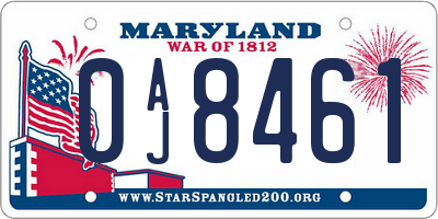 MD license plate 0AJ8461