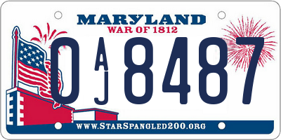 MD license plate 0AJ8487