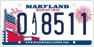 MD license plate 0AJ8511