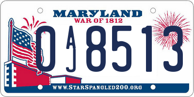 MD license plate 0AJ8513