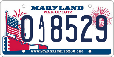 MD license plate 0AJ8529