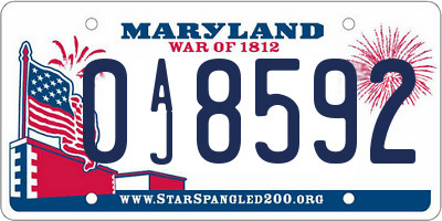 MD license plate 0AJ8592