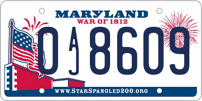 MD license plate 0AJ8609