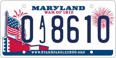 MD license plate 0AJ8610