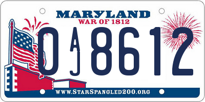MD license plate 0AJ8612