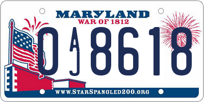 MD license plate 0AJ8618