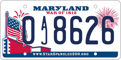 MD license plate 0AJ8626