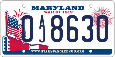 MD license plate 0AJ8630