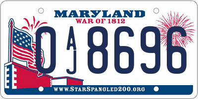 MD license plate 0AJ8696