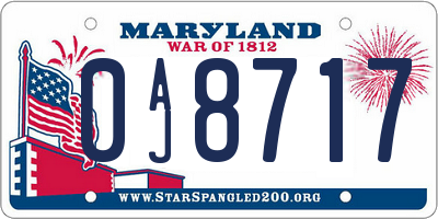 MD license plate 0AJ8717