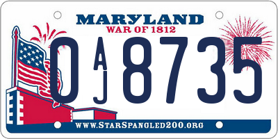 MD license plate 0AJ8735