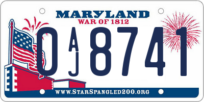 MD license plate 0AJ8741