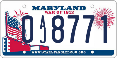 MD license plate 0AJ8771
