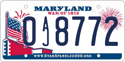 MD license plate 0AJ8772