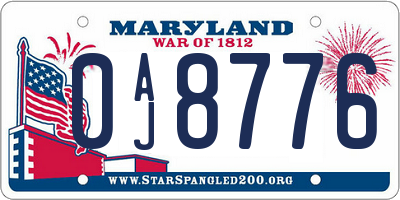 MD license plate 0AJ8776