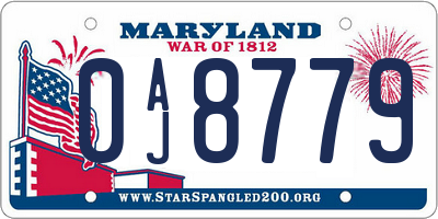 MD license plate 0AJ8779