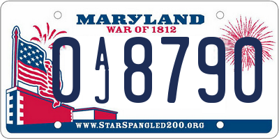 MD license plate 0AJ8790