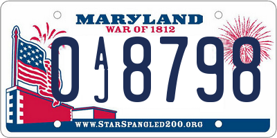 MD license plate 0AJ8798