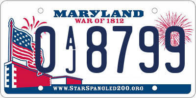 MD license plate 0AJ8799