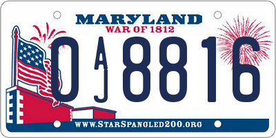 MD license plate 0AJ8816
