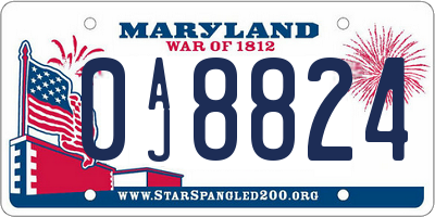 MD license plate 0AJ8824