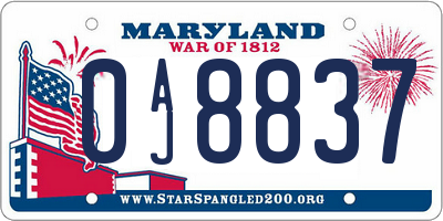 MD license plate 0AJ8837
