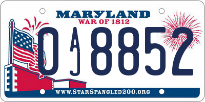 MD license plate 0AJ8852