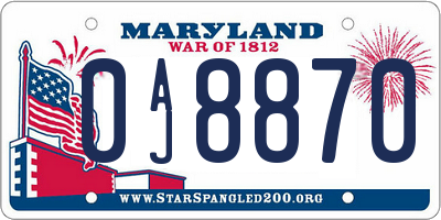 MD license plate 0AJ8870