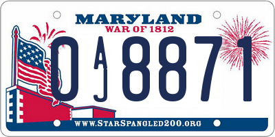 MD license plate 0AJ8871
