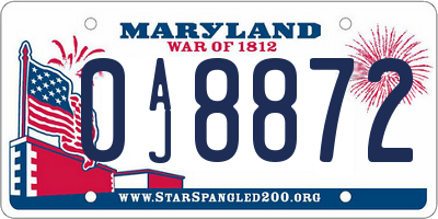 MD license plate 0AJ8872