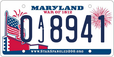 MD license plate 0AJ8941