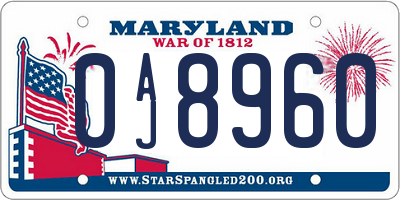 MD license plate 0AJ8960