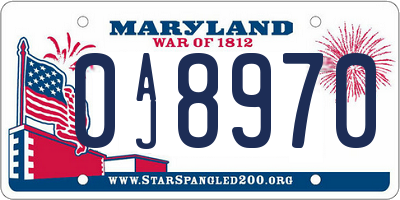 MD license plate 0AJ8970