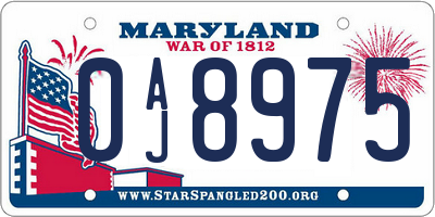 MD license plate 0AJ8975
