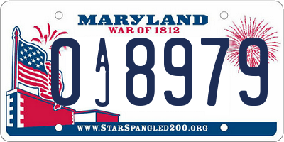 MD license plate 0AJ8979