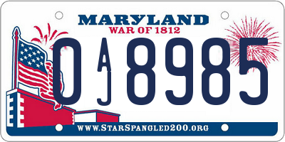 MD license plate 0AJ8985