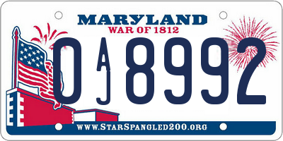 MD license plate 0AJ8992