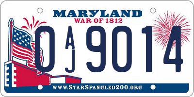MD license plate 0AJ9014