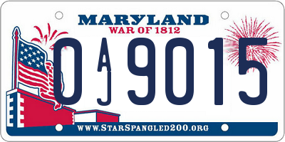 MD license plate 0AJ9015